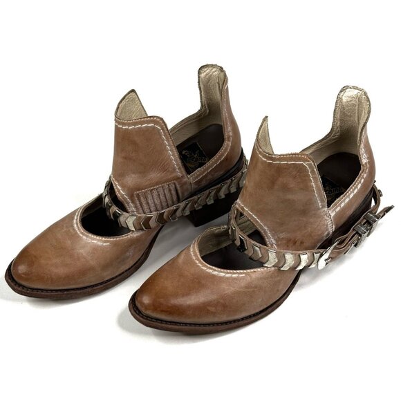 Freebird by Steven Shoes - Freebird by Steven Blade Booties Tan Leather Ankle Boots Size 10 Leather Harness